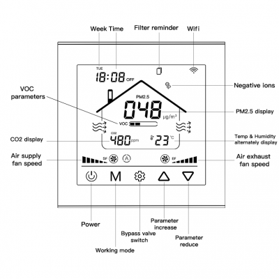 White Shell Energy Recovery Ventilation System Fan Controller Smart Ac Thermostat Wifi Controller photo-4