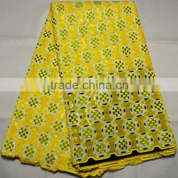 L397-3african sequnce fabric Korea double organza embroidery lace fabric