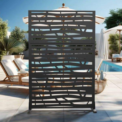 Freestanding Black Screen Divider | Classic Wrought Iron Garden Fence | Functional Partition for Indoor & Outdoor Use photo-2
