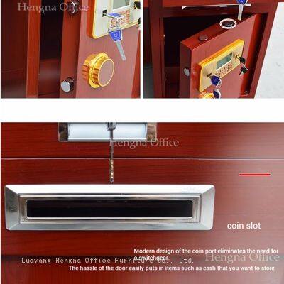 Balcão de caixa comercial com abertura para cofre e fechadura de código eletrônico – Balcão de metal durável para recepções de lojas de conveniência photo-4