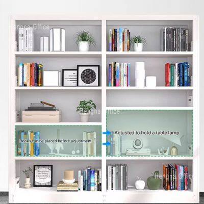 Luxury Wood Grain Finish Metal Display Shelf | HN-Series Multi-tier Fence Bookshelf | for Toys, Arts, and Bonsai