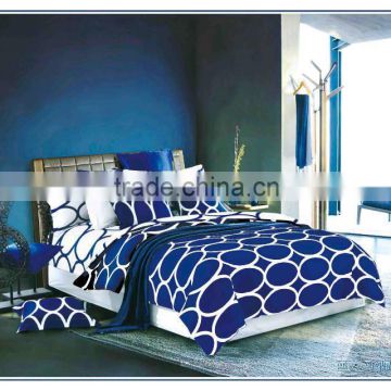 White Oval on Blue Ground Print Duvet Cover Sets Polyester