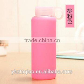 small bottle glass with colours silicone jelly cups 180ml 220ml 280ml High Borosilicate Glass
