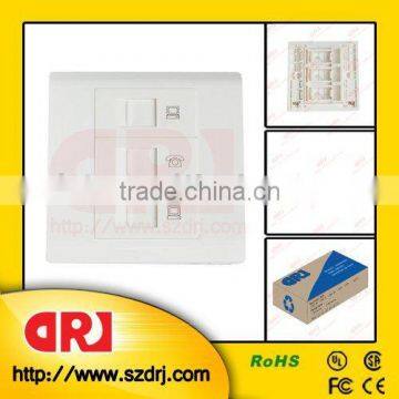 cat5e three ports optical faceplate