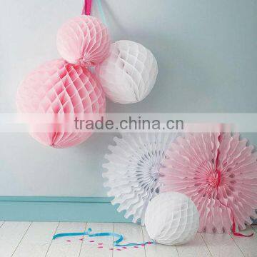 Party supplies Pink and white Wedding Baby Shower Decoration 14" Paper honeycomb ball