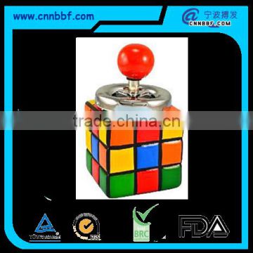 New style magic cube shape tin spinning ashtray