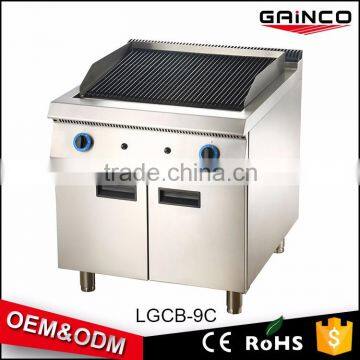 commercial restaurant kitchen equipment gas cooker combination oven lava rock grill with cabinet LGCB-9C