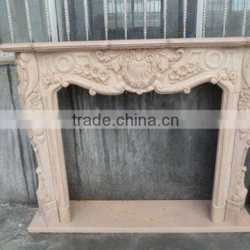 brown marble fireplace