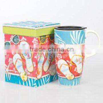 Summer Cute design Ceramic Mug with lid