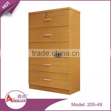 Living room tall 5 layars chest drawers storage cabinet wooden multi drawer with locker