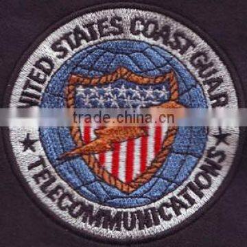 Blue round shape customized 100% embroidery patch usa shield flag emblem china supplier                        
                                                Quality Choice