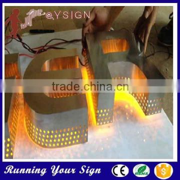 Galvanized sheet punching holes acrylic sign led