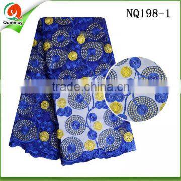 royal blue nigeria fabric women dresses fabric tulle lace of high quality NQ198-1