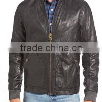 Long pocket leather jacket