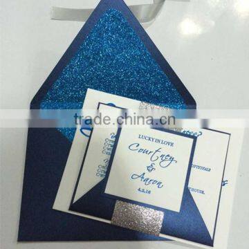 fashion gold glitter with navy and gold invitation card Digital printted