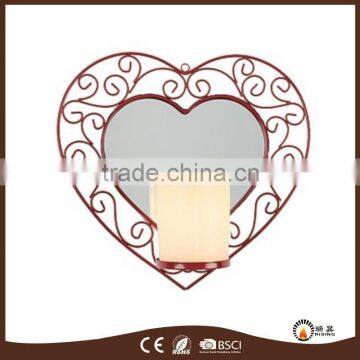 Heart shaped iron wall candle holder with remote control candles