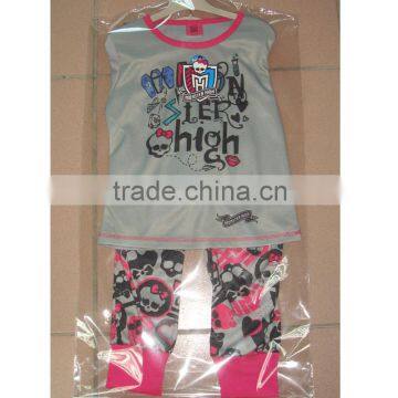 children pajamas Monster high long sleeve top and long trousers 2 pcs sleeping children wear