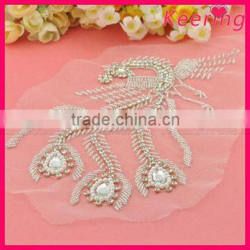 Wholesale Rhinestone Applique in Peacock Design Sew on Wedding Gowns WRA-475 photo-3