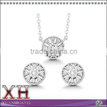 Elegant Fine Round Silver Jewelry Set Cubic Zirconia Set 2015 Hot Seller