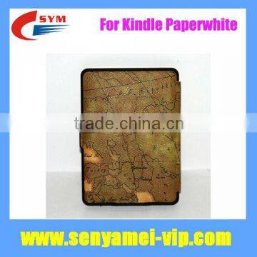 World Map Pattern Leather Case for Amazon Kindle Paperwhite Cover