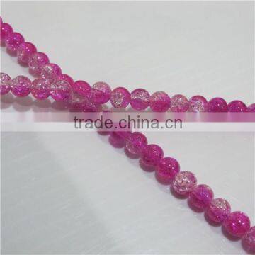 4mm round double color crackle glass bead RGB013