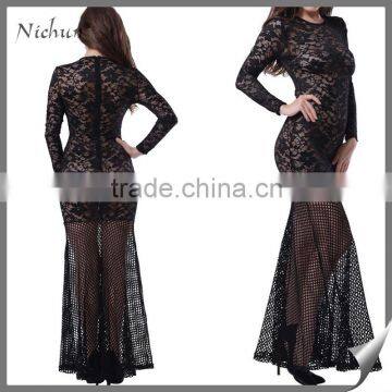 Lace with cotton sexy Maxi Evening dresses made in china