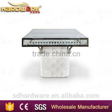 Iron Frame Fabric Base Glass Top Square Wedding Banquet Table photo-4