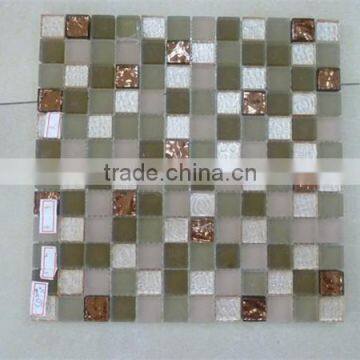Art decorative wall mirror crystal glass wholesale gold color glass mosaic tile                        
                                                                                Supplier's Choice