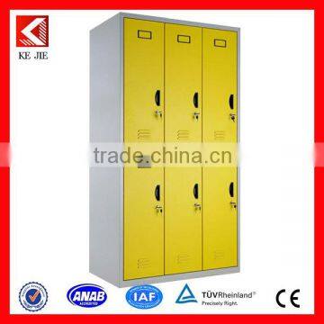 Modern 6 compartment steel locker/6 door Clothing locker with hanging rods/6 door Locker low price