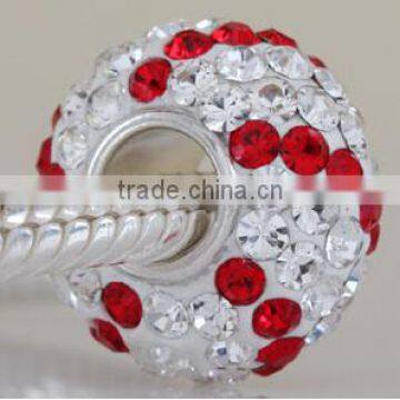 European style 925 sterling silver crystal pave bead