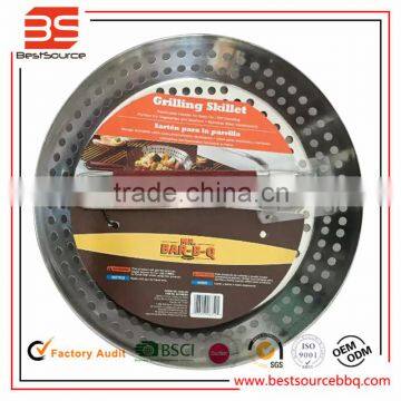 Non-Stick Skillet Basket BBQ Pan With Wood Handle High Quality