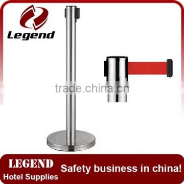 Hotel lobby systems queues in bank handrail stanchions