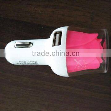 2014 Top Quality Latest Hot Sale Colorful USB Car Charger DC5V3100MAH with flower for smartphone