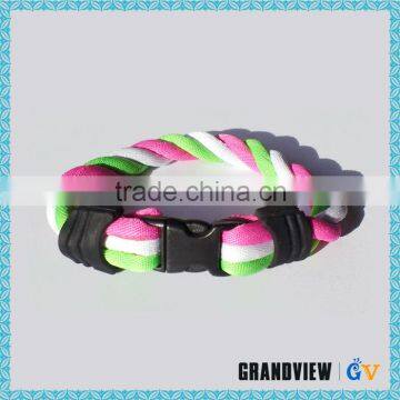 New design high quality germanium white-green-pink triple braided sports necklace