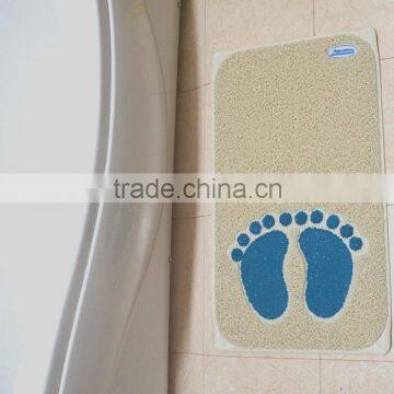 new product heavy duty pvc white color bath mat with foot shape design mat