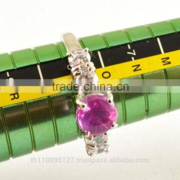 7 MM Pink Star Sapphire Ring Lab-Created Sterling Silver 92.5 Size 8