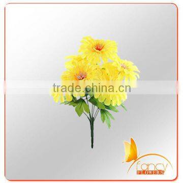 7 heads artificial yellow daisy flowers arrangements in vase