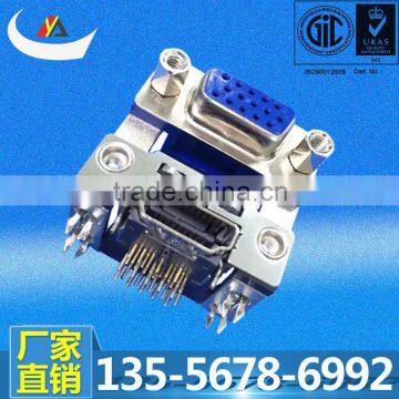 High Quality Dual Port D-SUB 15P Female to HDMI A Type Female Right Angle Dip Connector