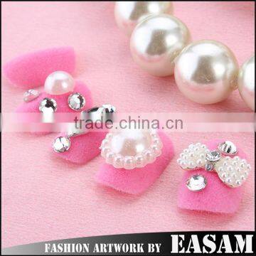 Artificial fingernails designed nail art tips,art nail with velvet