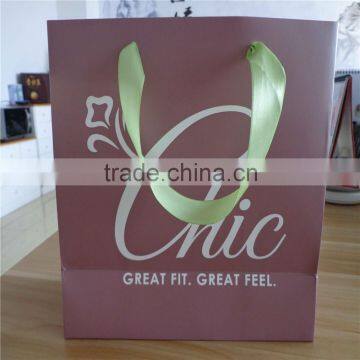 Euro tote bag for Grocery taking away paper euro tote bag with custom printing and ribbon handles