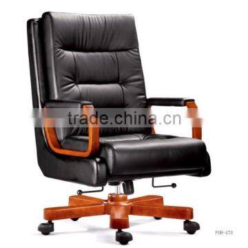 Luxury office furniture black leather soft upholstered boss chair (FOH-A70)