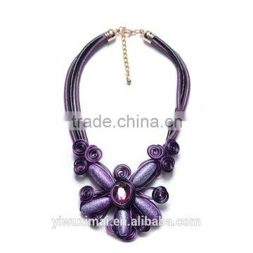 Europe and the United States Flowers Hand Woven Leather Necklace photo-5