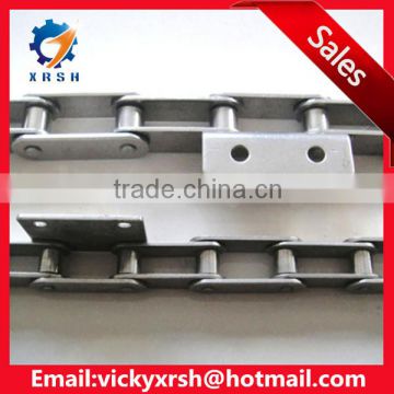 Stainless steel double pitch conveyor chain with D3 attachment