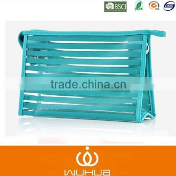 printing Striped PVC cosmetic bag for wholesale