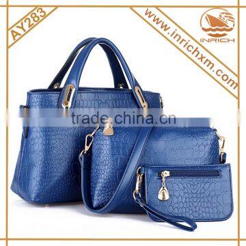 3 Pieces Vintage Leather Ladies Handbag Tote Bag Purse Set photo-3