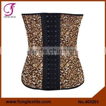 403201NEW Arrival Woman Leopard Animal Print Latex Waist Corset