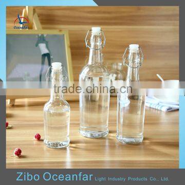 Bulk Wholesale Clear Airtight Glass Beverage Bottle Hot Sale Empty Glass Bottles