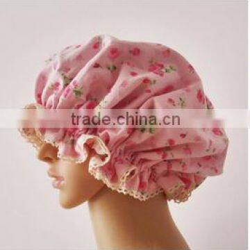 2015 HOT seller !silk/poly sleeping cap with lace border
