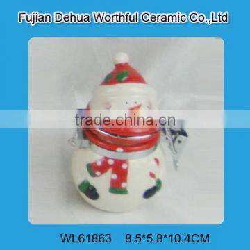 Popular Christmas designed ceramic storage jar in snowman shape