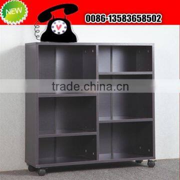 Cheap wooden movable book case with wheels